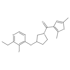 (2,5-Dimethylfuran-3-yl)(3-((6-ethyl-5-fluoropyrimidin-4-yl)oxy)pyrrolidin-1-yl)methanone结构式