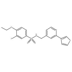4-ethoxy-3-fluoro-N-((2-(thiophen-3-yl)pyridin-4-yl)methyl)benzenesulfonamide结构式
