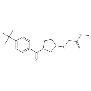Methyl 2-((1-(4-(tert-butyl)benzoyl)pyrrolidin-3-yl)thio)acetate结构式