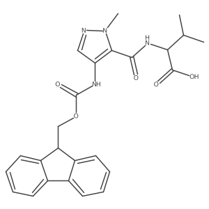 (2R)-2-{[4-({[(9H-fluoren-9-yl)methoxy]carbonyl}amino)-1-methyl-1H-pyrazol-5-yl]formamido}-3-methylbutanoic acid结构式