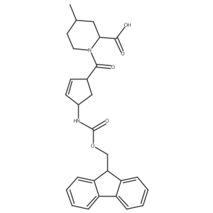 1-[4-({[(9H-fluoren-9-yl)methoxy]carbonyl}amino)cyclopent-2-ene-1-carbonyl]-4-methylpiperidine-2-carboxylic acid Structure