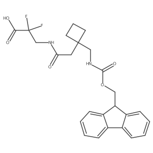 3-(2-{1-[({[(9H-fluoren-9-yl)methoxy]carbonyl}amino)methyl]cyclobutyl}acetamido)-2,2-difluoropropanoic acid结构式