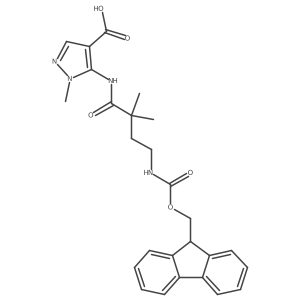 5-[4-({[(9H-fluoren-9-yl)methoxy]carbonyl}amino)-2,2-dimethylbutanamido]-1-methyl-1H-pyrazole-4-carboxylic acid Structure