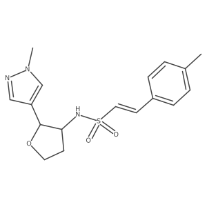 (E)-2-(4-Methylphenyl)-N-[(2R,3S)-2-(1-methylpyrazol-4-yl)oxolan-3-yl]ethenesulfonamide结构式