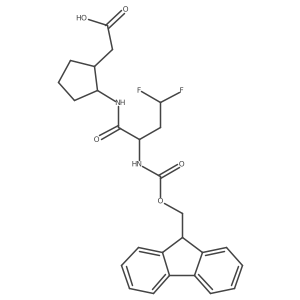 rac-2-[(1R,2S)-2-[2-({[(9H-fluoren-9-yl)methoxy]carbonyl}amino)-4,4-difluorobutanamido]cyclopentyl]acetic acid结构式