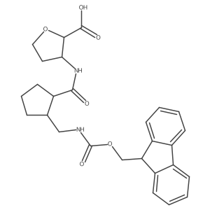 rac-(2R,3S)-3-{2-[({[(9H-fluoren-9-yl)methoxy]carbonyl}amino)methyl]cyclopentaneamido}oxolane-2-carboxylic acid结构式