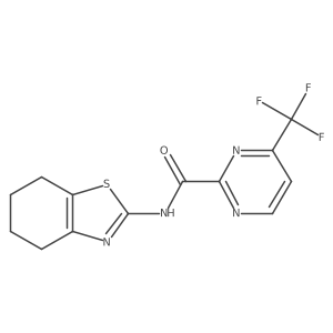 N-(4,5,6,7-tetrahydro-1,3-benzothiazol-2-yl)-4-(trifluoromethyl)pyrimidine-2-carboxamide结构式