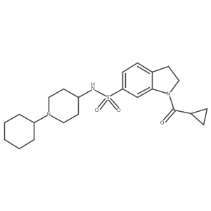 N-(1-Cyclohexylpiperidin-4-yl)-1-(cyclopropanecarbonyl)-2,3-dihydroindole-6-sulfonamide结构式