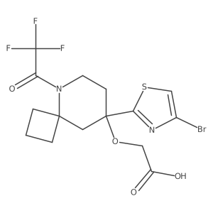 2-{[8-(4-Bromo-1,3-thiazol-2-yl)-5-(2,2,2-trifluoroacetyl)-5-azaspiro[3.5]nonan-8-yl]oxy}acetic acid Structure
