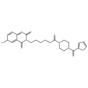 6-Bromo-3-{6-[4-(furan-2-carbonyl)piperazin-1-yl]-6-oxohexyl}-2-sulfanylidene-1,2,3,4-tetrahydroquinazolin-4-one Structure
