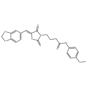 (Z)-4-(5-(benzo[d][1,3]dioxol-5-ylmethylene)-4-oxo-2-thioxothiazolidin-3-yl)-N-(4-methoxyphenyl)butanamide Structure