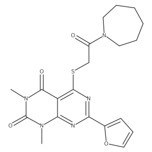 5-((2-(azepan-1-yl)-2-oxoethyl)thio)-7-(furan-2-yl)-1,3-dimethylpyrimido[4,5-d]pyrimidine-2,4(1H,3H)-dione结构式