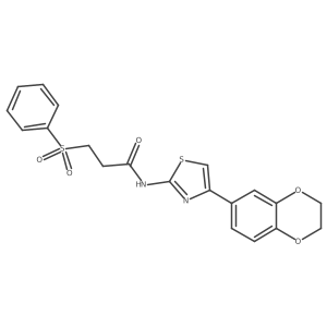 N-(4-(2,3-dihydrobenzo[b][1,4]dioxin-6-yl)thiazol-2-yl)-3-(phenylsulfonyl)propanamide结构式