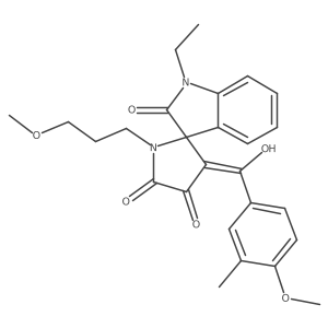 1-ethyl-4'-hydroxy-3'-[(4-methoxy-3-methylphenyl)carbonyl]-1'-(3-methoxypropyl)spiro[indole-3,2'-pyrrole]-2,5'(1H,1'H)-dione Structure