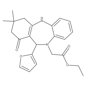 ethyl 2-(11-(furan-2-yl)-3,3-dimethyl-1-oxo-3,4-dihydro-1H-dibenzo[b,e][1,4]diazepin-10(2H,5H,11H)-yl)acetate Structure
