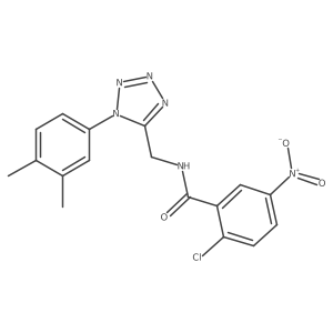 2-chloro-N-((1-(3,4-dimethylphenyl)-1H-tetrazol-5-yl)methyl)-5-nitrobenzamide结构式