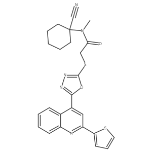 N-(1-cyanocyclohexyl)-N-methyl-2-({5-[2-(thiophen-2-yl)quinolin-4-yl]-1,3,4-oxadiazol-2-yl}sulfanyl)acetamide结构式