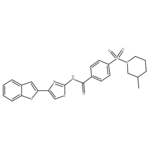 N-(4-(benzofuran-2-yl)thiazol-2-yl)-4-((3-methylpiperidin-1-yl)sulfonyl)benzamide结构式