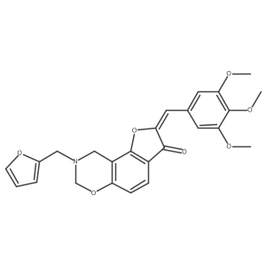 (Z)-8-(furan-2-ylmethyl)-2-(3,4,5-trimethoxybenzylidene)-8,9-dihydro-2H-benzofuro[7,6-e][1,3]oxazin-3(7H)-one结构式