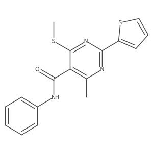 4-methyl-6-(methylsulfanyl)-N-phenyl-2-(thiophen-2-yl)pyrimidine-5-carboxamide结构式