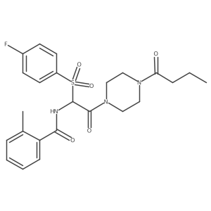 N-(2-(4-butyrylpiperazin-1-yl)-1-((4-fluorophenyl)sulfonyl)-2-oxoethyl)-2-methylbenzamide结构式