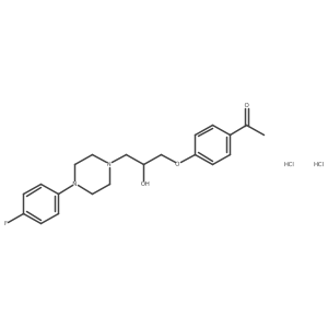 1-(4-(3-(4-(4-Fluorophenyl)piperazin-1-yl)-2-hydroxypropoxy)phenyl)ethanone dihydrochloride结构式