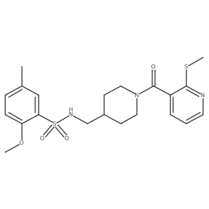 2-methoxy-5-methyl-N-((1-(2-(methylthio)nicotinoyl)piperidin-4-yl)methyl)benzenesulfonamide结构式