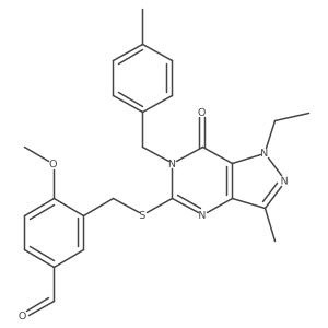 3-({[1-ethyl-3-methyl-6-(4-methylbenzyl)-7-oxo-6,7-dihydro-1H-pyrazolo[4,3-d]pyrimidin-5-yl]sulfanyl}methyl)-4-methoxybenzaldehyde Structure