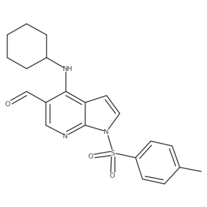 4-(cyclohexylamino)-1-tosyl-1H-pyrrolo[2,3-b]pyridine-5-carbaldehyde结构式