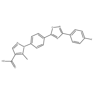 1-{5-[3-(4-fluorophenyl)-1,2,4-oxadiazol-5-yl]pyridin-2-yl}-5-methyl-1H-pyrazole-4-carboxylic acid结构式