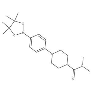 N,N-dimethyl-1-(4-(4,4,5,5-tetramethyl-1,3,2-dioxaborolan-2-yl)phenyl)piperidine-4-carboxamide结构式