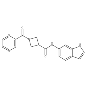 N-(1H-indazol-6-yl)-1-(pyrazine-2-carbonyl)azetidine-3-carboxamide结构式