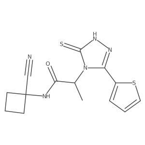 N-(1-cyanocyclobutyl)-2-[3-sulfanyl-5-(thiophen-2-yl)-4H-1,2,4-triazol-4-yl]propanamide Structure
