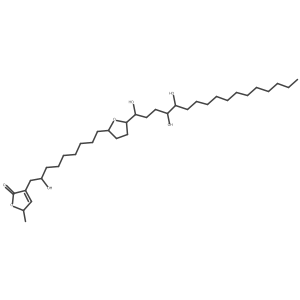 (5S)-3-[(2R)-2-Hydroxy-9-[(2R,5S)-tetrahydro-5-[(1S,4R,5S)-1,4,5-trihydroxyheptadecyl]-2-furanyl]nonyl]-5-methyl-2(5H)-furanone结构式