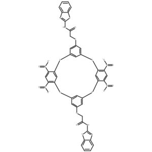 Acetamide, 2,2a(2)-[[10,12,22,24-tetranitro-2,8,14,20-tetraoxapentacyclo[19.3.1.13,7.19,13.115,19]octacosa-1(25),3,5,7(28),9,11,13(27),15,17,19(26),21,23-dodecaene-5,17-diyl]bis(oxy)]bis[N-2-benzothiazolyl-结构式