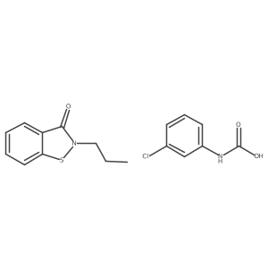 (3-Chlorophenyl)carbamic acid 1-methyl-2-(3-oxo-1,2-benzisothiazol-2(3H)-yl)ethyl ester Structure