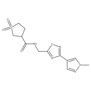 N-((3-(1-methyl-1H-pyrazol-4-yl)-1,2,4-oxadiazol-5-yl)methyl)tetrahydrothiophene-3-carboxamide 1,1-dioxide结构式