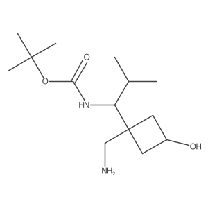 tert-butyl N-{1-[1-(aminomethyl)-3-hydroxycyclobutyl]-2-methylpropyl}carbamate结构式