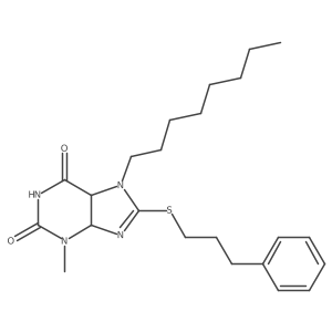3-methyl-7-octyl-8-[(3-phenylpropyl)sulfanyl]-2,3,6,7-tetrahydro-1H-purine-2,6-dione结构式