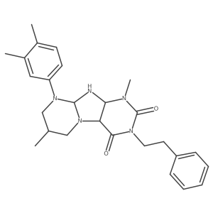 9-(3,4-dimethylphenyl)-1,7-dimethyl-3-(2-phenylethyl)-6,7,8,9a,10,10a-hexahydro-4aH-purino[7,8-a]pyrimidine-2,4-dione结构式