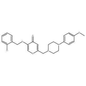 5-((2-chlorobenzyl)oxy)-2-((4-(4-methoxyphenyl)piperazin-1-yl)methyl)-4H-pyran-4-one结构式