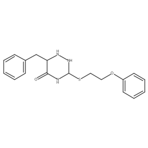 6-Benzyl-3-(2-phenoxyethylsulfanyl)-1,2,4-triazinan-5-one结构式