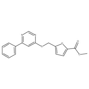 Methyl 5-[(6-phenylpyrimidin-4-ylthio)methyl]furan-2-carboxylate结构式