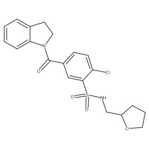 2-Chloro-5-(indoline-1-carbonyl)-N-((tetrahydrofuran-2-yl)methyl)benzenesulfonamide结构式