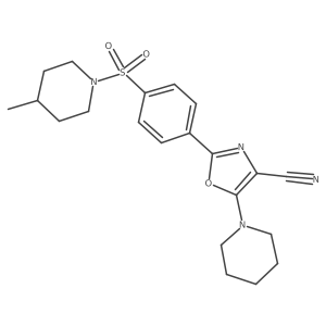 2-{4-[(4-Methylpiperidin-1-yl)sulfonyl]phenyl}-5-(piperidin-1-yl)-1,3-oxazole-4-carbonitrile Structure