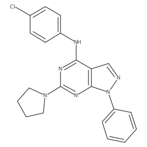 N-(4-chlorophenyl)-1-phenyl-6-(pyrrolidin-1-yl)-1H-pyrazolo[3,4-d]pyrimidin-4-amine结构式