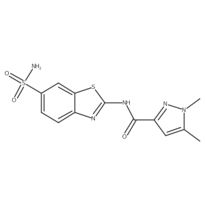 1,5-dimethyl-N-(6-sulfamoylbenzo[d]thiazol-2-yl)-1H-pyrazole-3-carboxamide结构式