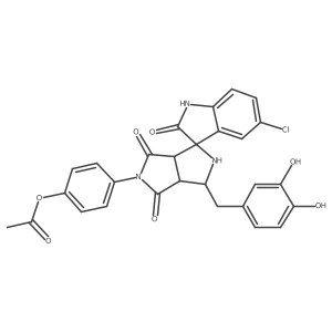 [4-[(3aR,6aS)-5'-chloro-1-[(3,4-dihydroxyphenyl)methyl]-2',4,6-trioxospiro[1,2,3a,6a-tetrahydropyrrolo[3,4-c]pyrrole-3,3'-1H-indole]-5-yl]phenyl] acetate Structure