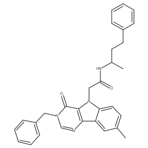 2-(3-benzyl-8-methyl-4-oxo-3H-pyrimido[5,4-b]indol-5(4H)-yl)-N-(4-phenylbutan-2-yl)acetamide结构式