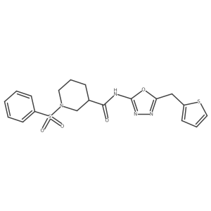 1-(phenylsulfonyl)-N-(5-(thiophen-2-ylmethyl)-1,3,4-oxadiazol-2-yl)piperidine-3-carboxamide结构式
